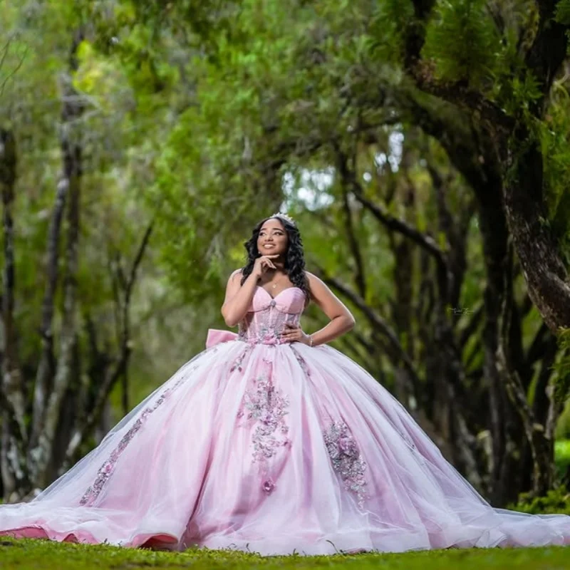 Customized Pink Quinceanera Dresses Off the Shoulder applique layering Lace 3D flower Long tail Bow Vestido 15 Quinceanera
Customized Pink Quinceanera Dresses Off the Shoulder applique layering Lace 3D flower Long tail Bow Vestido 15 Quinceanera