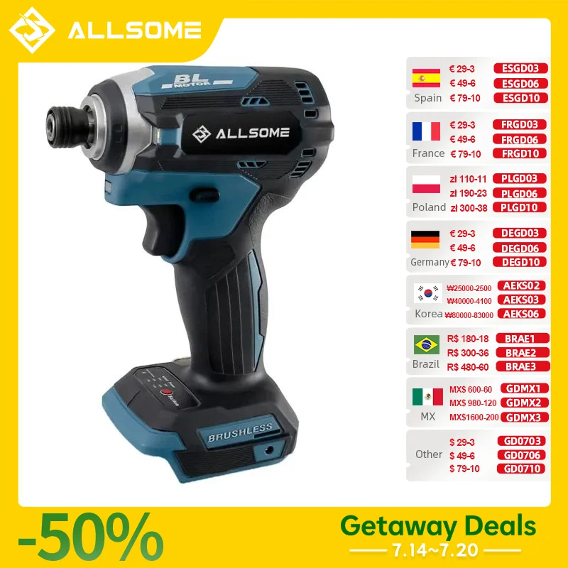 Allsome 21V Cordless Impact Driver,3-Speed 1/4-Inch Brushless Electric screwdriver
Allsome 21V Cordless Impact Driver,3-Speed 1/4-Inch Brushless Electric screwdriver