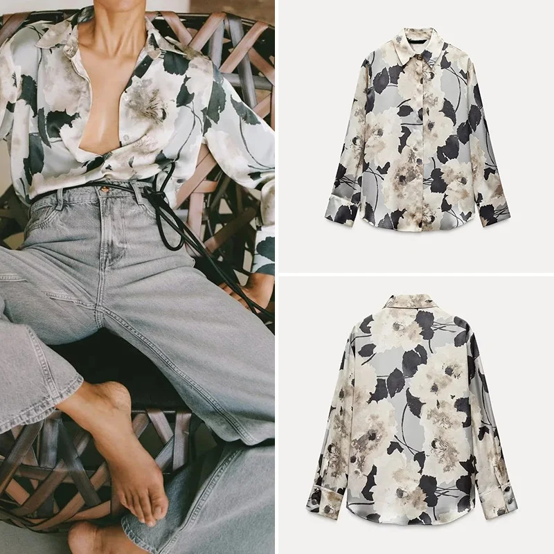 Spring 2025 Women's Silk Satin Feel Printed Long Sleeve Shirt Stand Collar Drapey Polyester Fiber Ladies Premium Shirt
Spring 2025 Women's Silk Satin Feel Printed Long Sleeve Shirt Stand Collar Drapey Polyester Fiber Ladies Premium Shirt