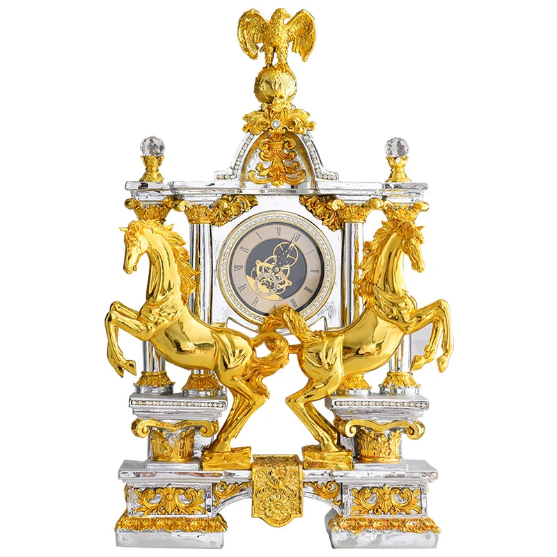 Ornament Soft Decoration Luxury Model Room Decoration Clock Desk Clock Villa Decoration Double Horse Clock
Ornament Soft Decoration Luxury Model Room Decoration Clock Desk Clock Villa Decoration Double Horse Clock