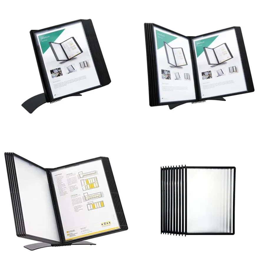 DJOIS Desktop Reference and Display System, 10 Double-Sided Pockets, 20 Sheet Capacity, Expandable, Durable Metal Base and Poly
DJOIS Desktop Reference and Display System, 10 Double-Sided Pockets, 20 Sheet Capacity, Expandable, Durable Metal Base and Poly