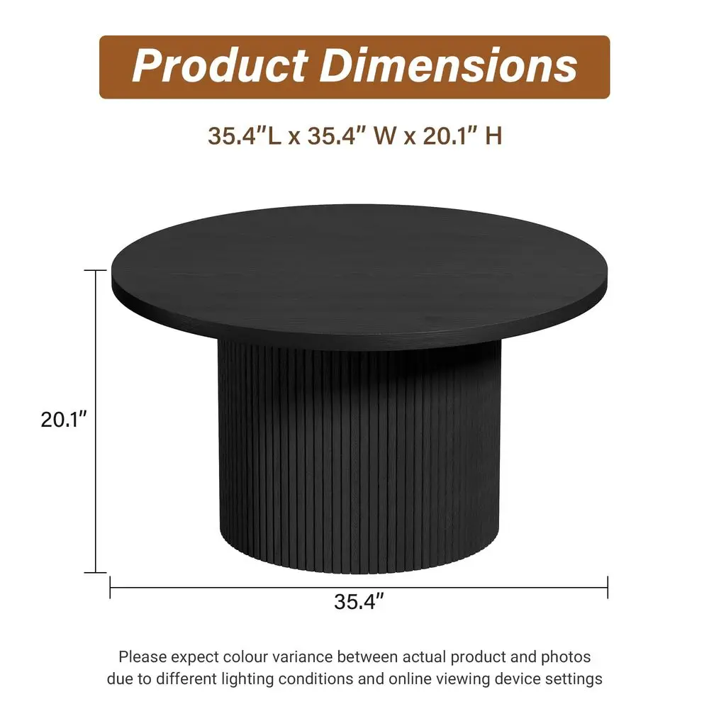 Coffee Table, 35.4 Circle Wide Coffee Table, Wood Table and Center Table for Living Room, Black
Coffee Table, 35.4 Circle Wide Coffee Table, Wood Table and Center Table for Living Room, Black