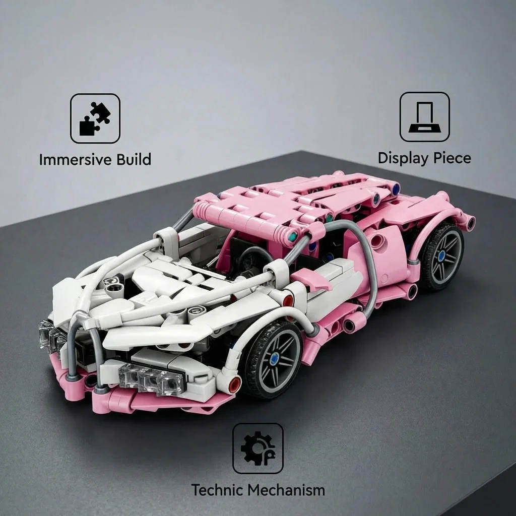 Technic Pink Sports Car Building Blocks, Cute Hypercar Design, DIY Bricks Kit for Girls
Technic Pink Sports Car Building Blocks, Cute Hypercar Design, DIY Bricks Kit for Girls