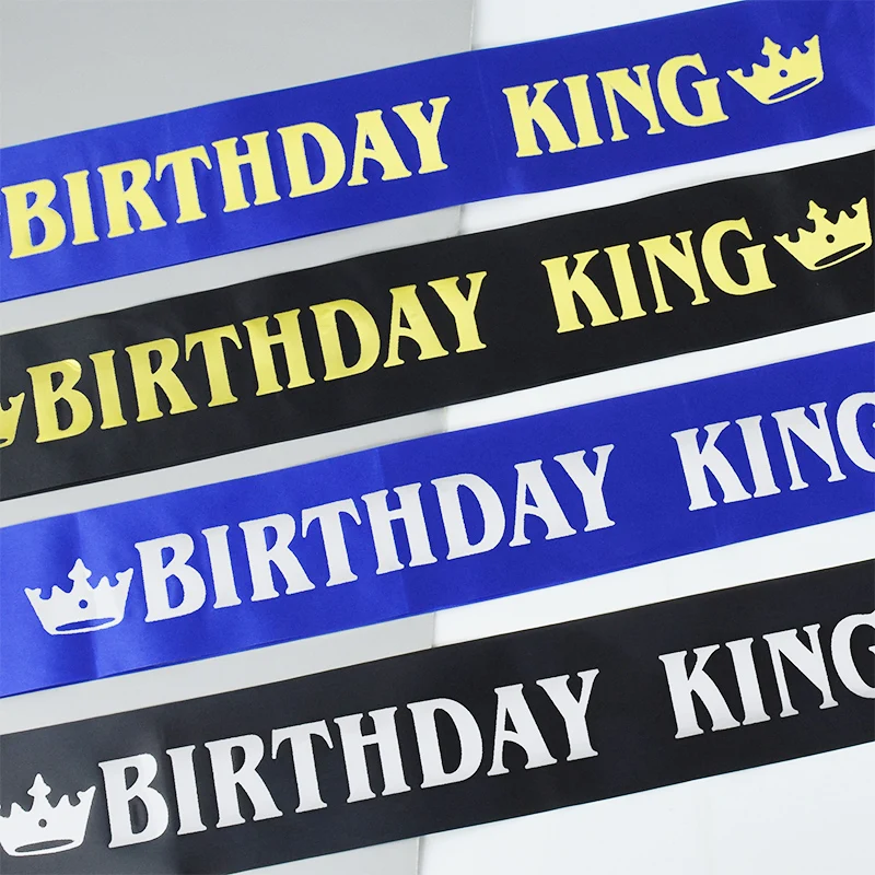 1pc Black Blue Gilding Letter Birthday King Satin Sash Ribbon Men Boy Birthday Sash Shoulder Strap Birthday Party Decor Supplies
1pc Black Blue Gilding Letter Birthday King Satin Sash Ribbon Men Boy Birthday Sash Shoulder Strap Birthday Party Decor Supplies