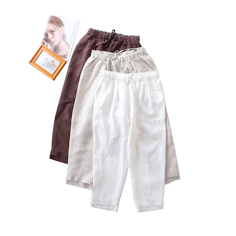 Loose Casual Pants Women's High Waist Harlan Pants Linen Material Elastic Waist Nine Points Slimming Carrot Pants Commute Style
Loose Casual Pants Women's High Waist Harlan Pants Linen Material Elastic Waist Nine Points Slimming Carrot Pants Commute Style