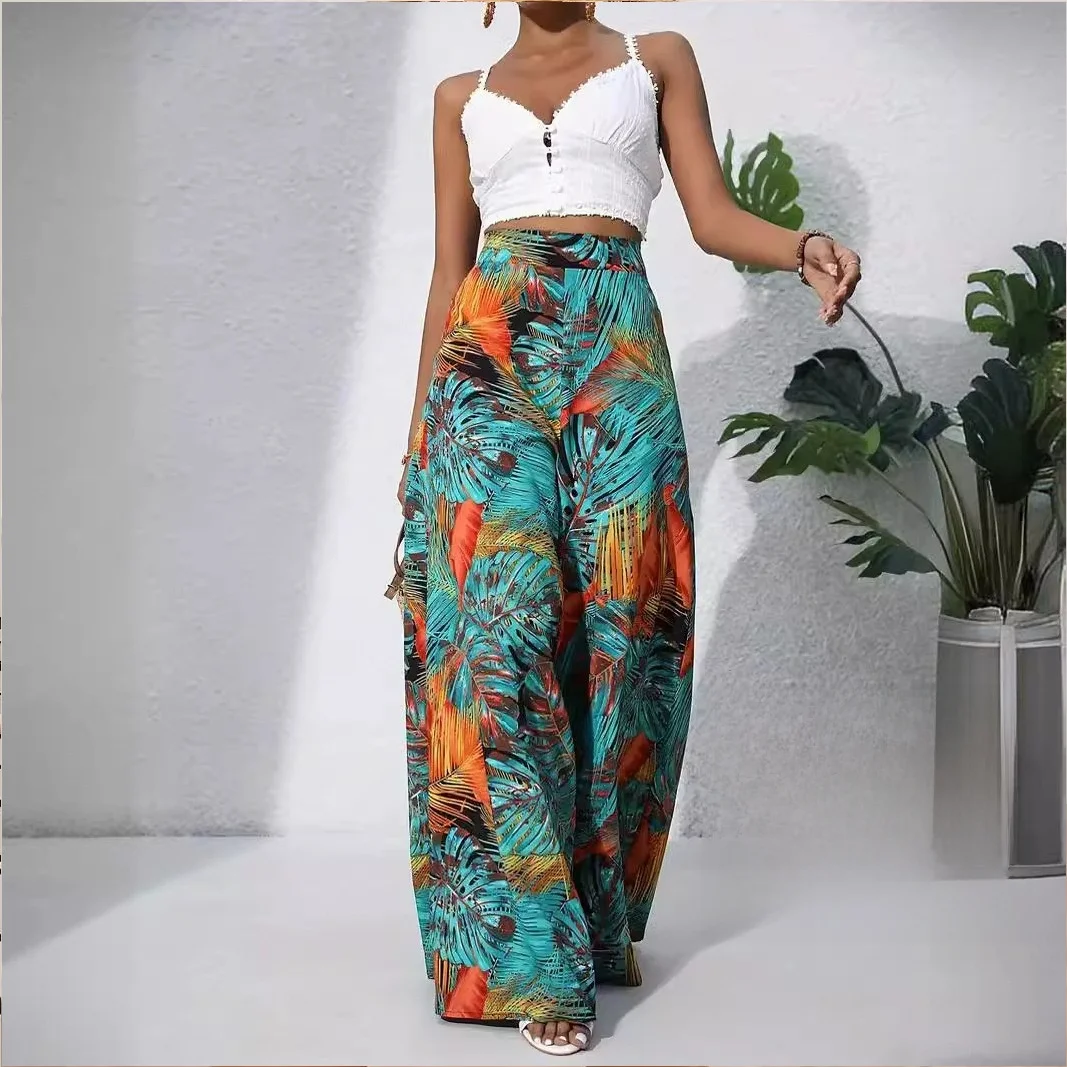 Fashionable Elegant Floral Print Wide Leg Pants Elastic Waist Holiday Style Women's Casual Loose Fit Summer 2026 Silk Chiffon
Fashionable Elegant Floral Print Wide Leg Pants Elastic Waist Holiday Style Women's Casual Loose Fit Summer 2026 Silk Chiffon