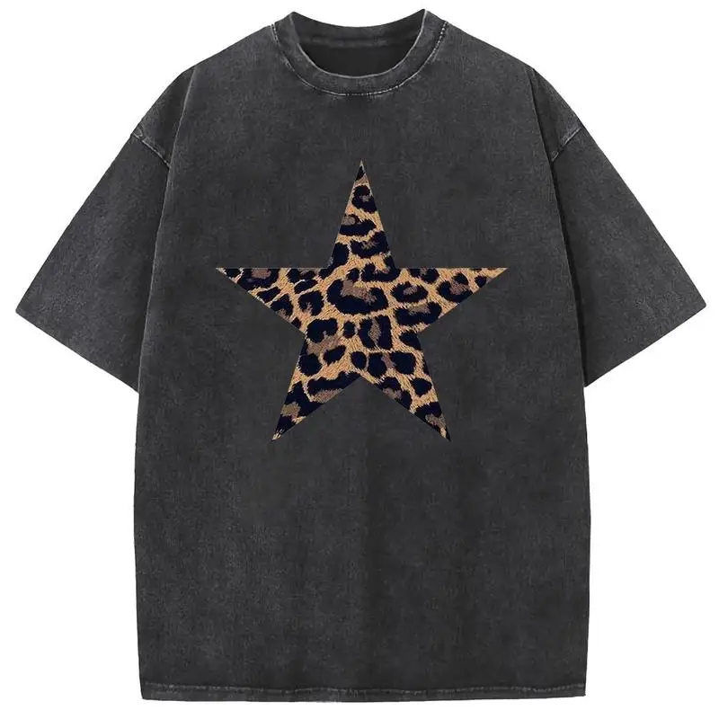 Leopard Star Graphic T-shirt, Women's Vintage Washed Oversized Tee, Retro Animal Print Tops, Cool Grunge Streetwear Outfits
Leopard Star Graphic T-shirt, Women's Vintage Washed Oversized Tee, Retro Animal Print Tops, Cool Grunge Streetwear Outfits