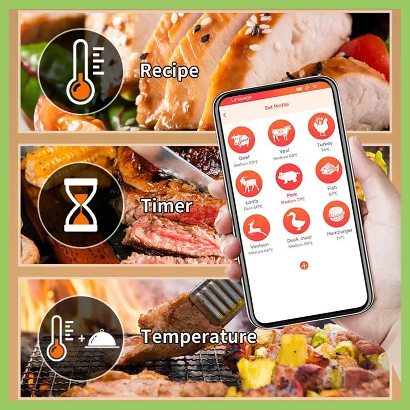 Wireless Meat Thermometer Digital Thermometer With Wireless Probe 800Ft Remote Range Food Thermometer For BBQ, Grill Durable
Wireless Meat Thermometer Digital Thermometer With Wireless Probe 800Ft Remote Range Food Thermometer For BBQ, Grill Durable