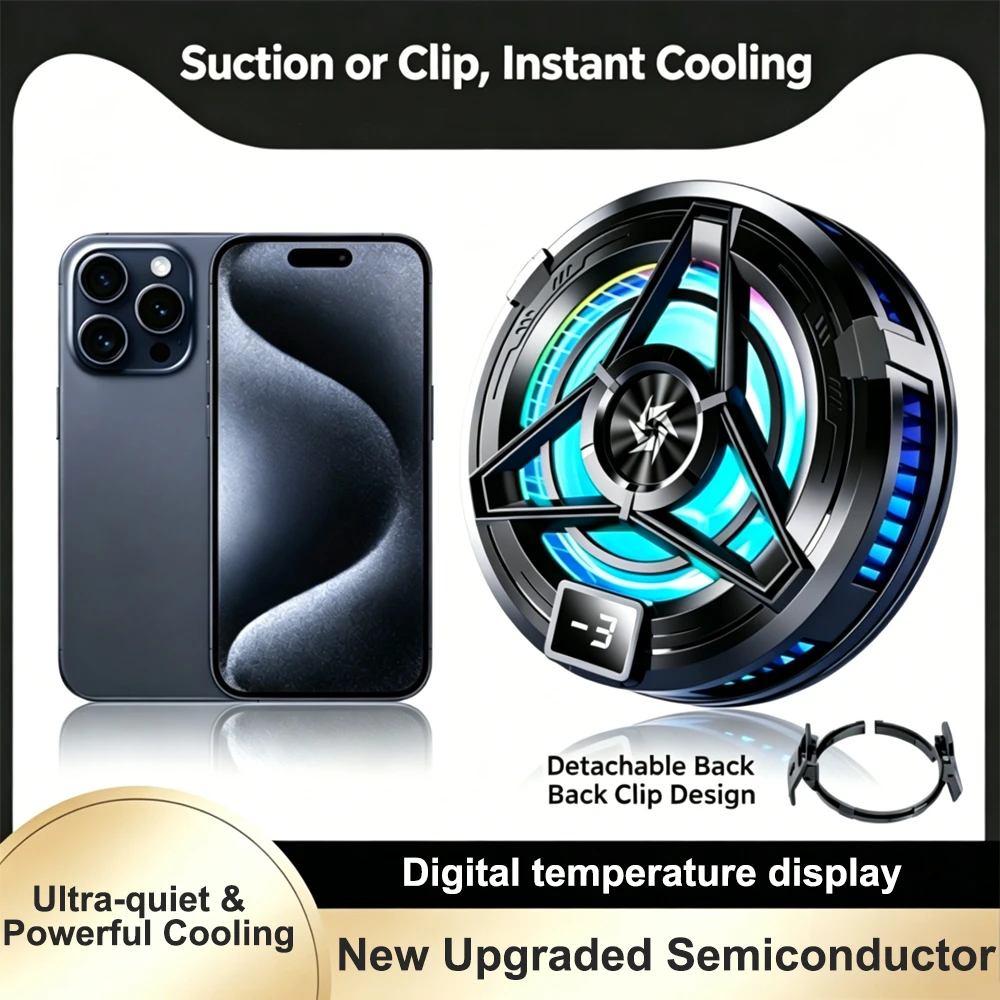 SL17 Magnetic Phone Cooler Back-Clip 2-in-1 Design Semiconductor Cooling Fan for IPhone Gaming Live Streaming
SL17 Magnetic Phone Cooler Back-Clip 2-in-1 Design Semiconductor Cooling Fan for IPhone Gaming Live Streaming