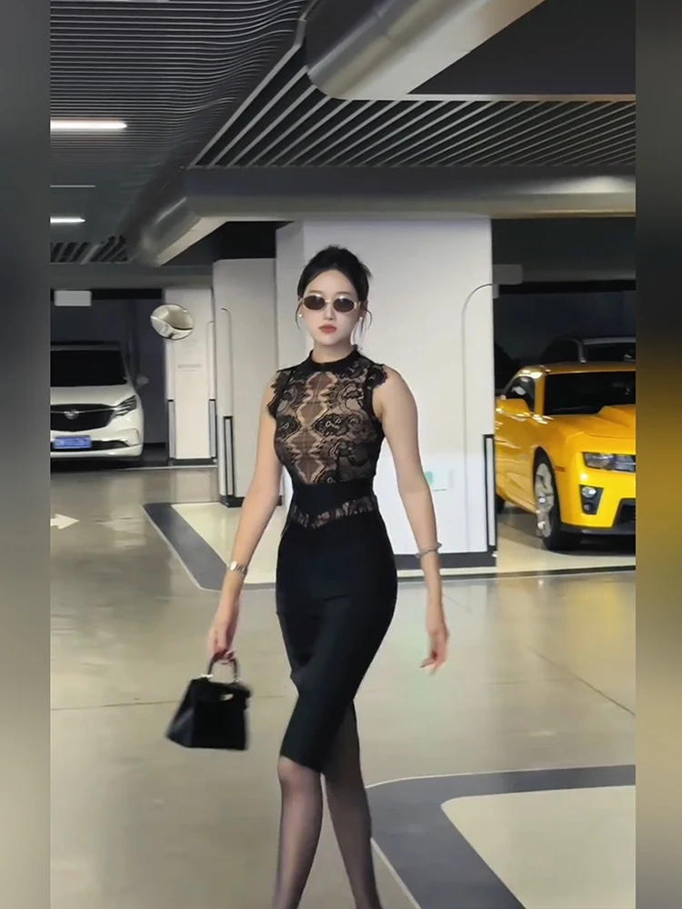 plus Size Lace Splice Sleeveless Vest Dress Sexy Pure Desire Summer High Waist Bodycon Skirt Casual Style Slim Fit round Neck
plus Size Lace Splice Sleeveless Vest Dress Sexy Pure Desire Summer High Waist Bodycon Skirt Casual Style Slim Fit round Neck