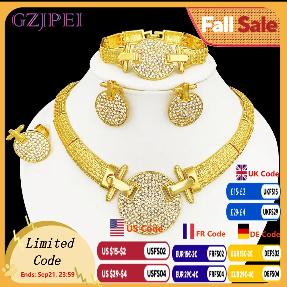 GZJPEI 2025 NEW Jewelry Set Classic Big Round Pendant Necklace Wristband Bracelet White Zircon Piercing Earring Ring Wedding Gif
GZJPEI 2025 NEW Jewelry Set Classic Big Round Pendant Necklace Wristband Bracelet White Zircon Piercing Earring Ring Wedding Gif