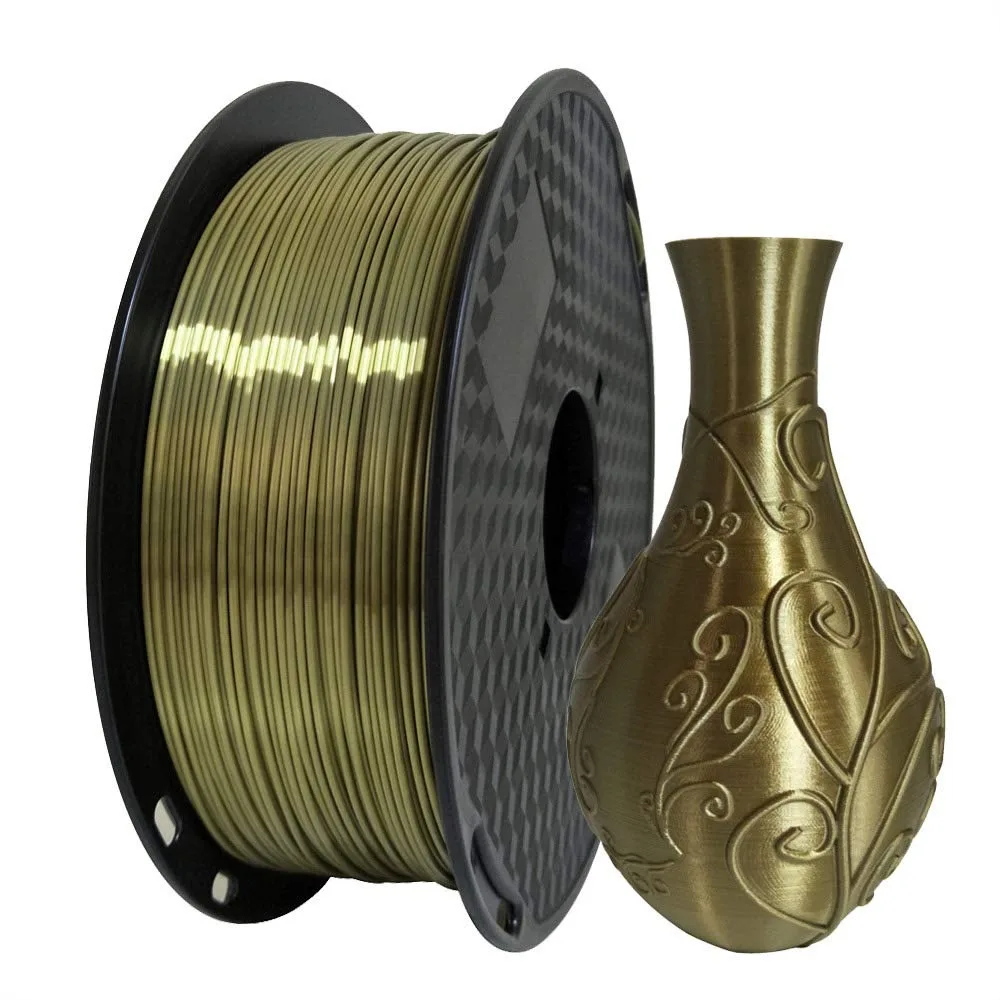 Silk Antique Gold PLA Filament 1.75mm 1KG, Shiny Metallic 3D Printer Filament for Antique-Look Prints, 2.2LBS
Silk Antique Gold PLA Filament 1.75mm 1KG, Shiny Metallic 3D Printer Filament for Antique-Look Prints, 2.2LBS