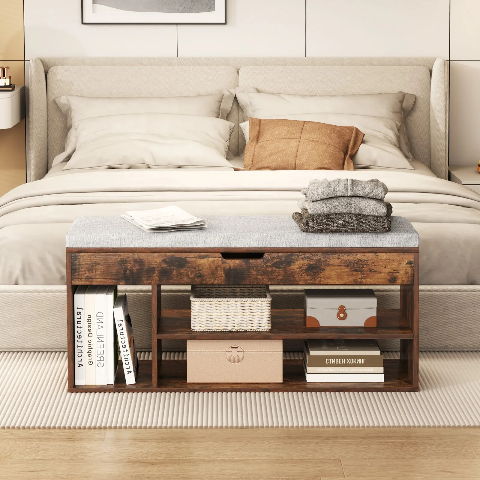 Shoe Bench Home Entryway Shoes Storage Bench w/ Padded Seat & Hidden Storage
Shoe Bench Home Entryway Shoes Storage Bench w/ Padded Seat & Hidden Storage