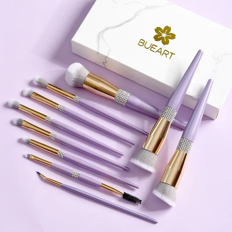 Biyouyi's New 10-piece Lilac Purple Diamond-encrusted Makeup Brush Set Makeup Brush Tool Storage Bucket
Biyouyi's New 10-piece Lilac Purple Diamond-encrusted Makeup Brush Set Makeup Brush Tool Storage Bucket