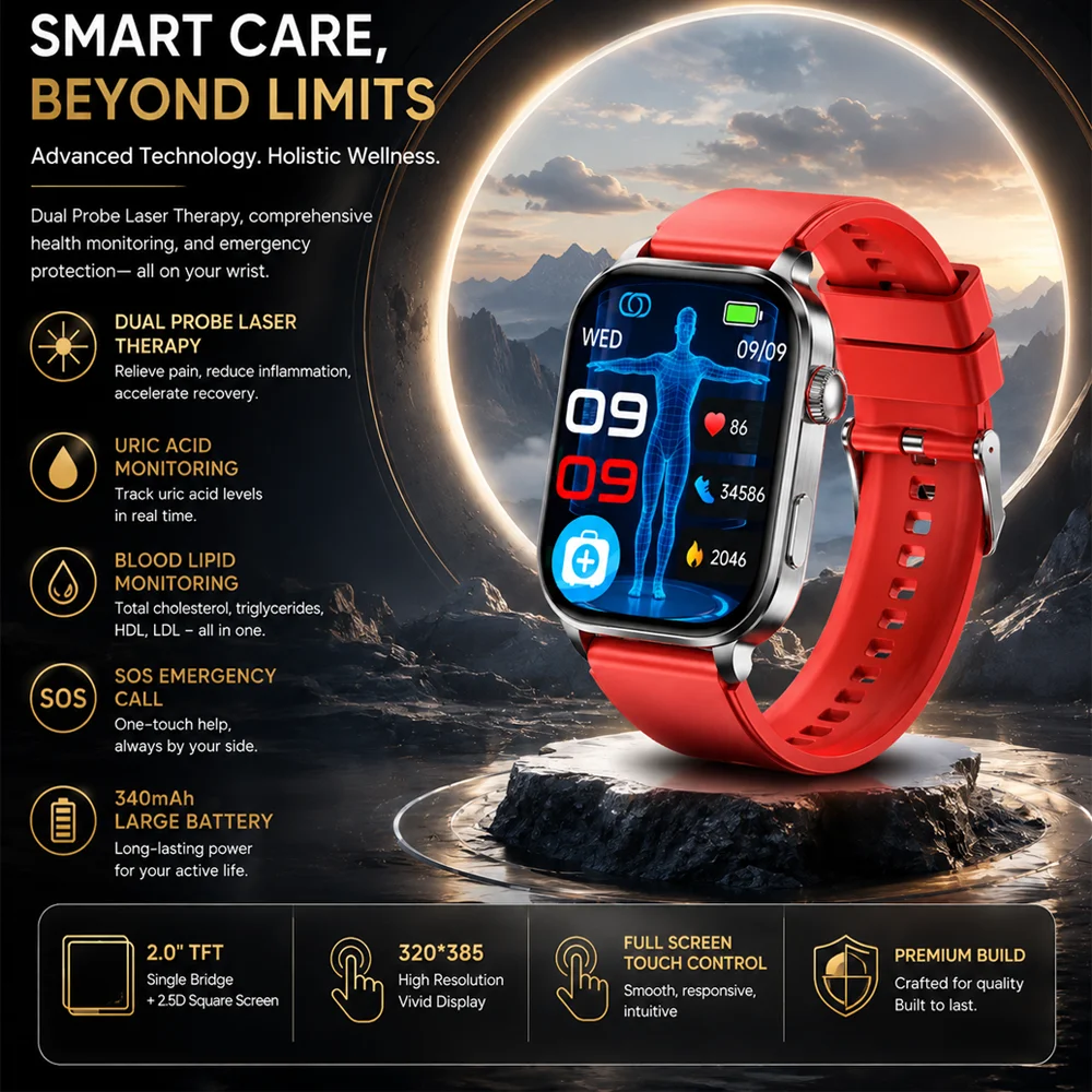 2026 Mens ECG Smart Watch New Upgrade Full Health Tracking Support Uric Acid Blood Pressure Blood Oxygen Heart Status Monitoring
2026 Mens ECG Smart Watch New Upgrade Full Health Tracking Support Uric Acid Blood Pressure Blood Oxygen Heart Status Monitoring