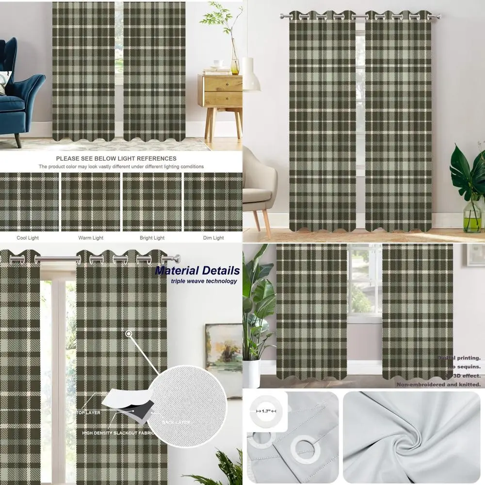 Scottish Green & Brown Tartan Thermal Insulated Blackout Curtains, 52x84, Set of 2 Panels for Bedroom
Scottish Green & Brown Tartan Thermal Insulated Blackout Curtains, 52x84, Set of 2 Panels for Bedroom