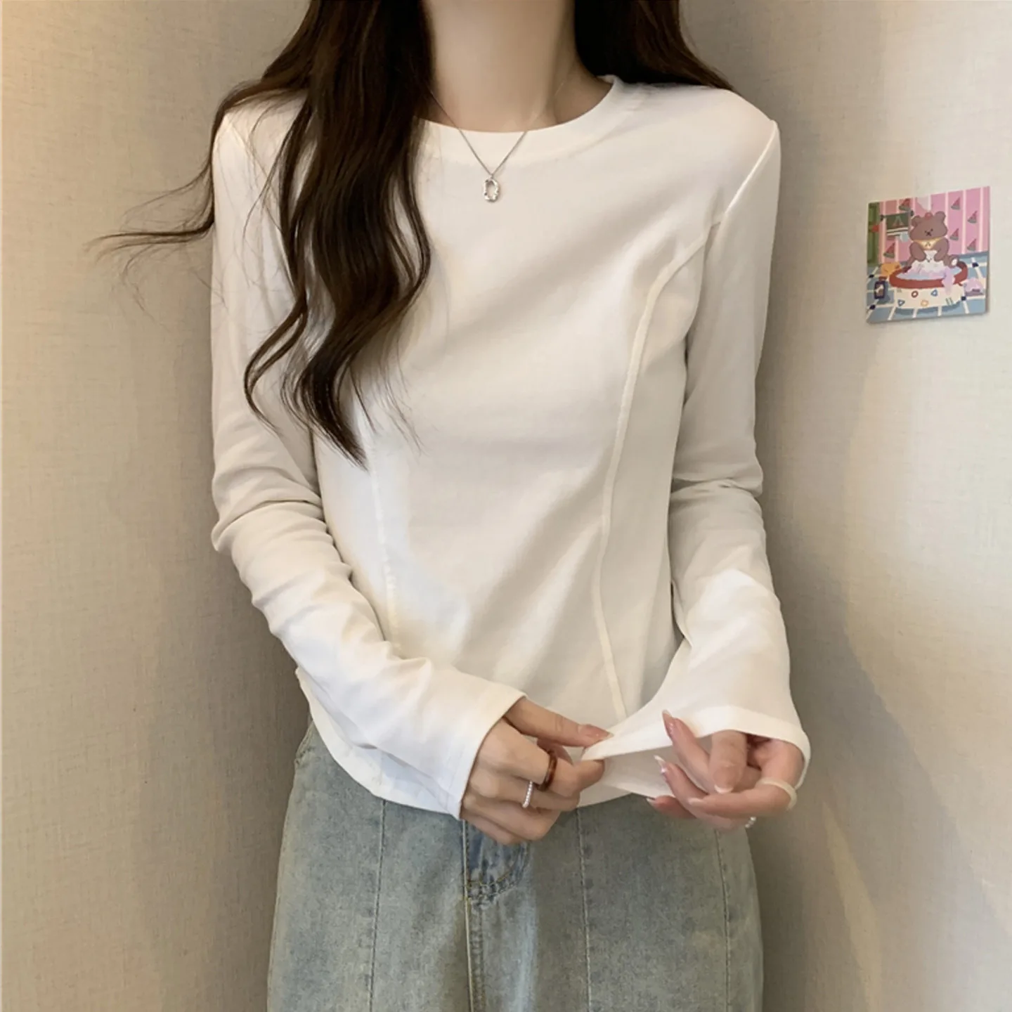 Thin Cotton White Base Shirt Women, Inner Wear For Autumn And Winter, Can Be Worn Outside, Regular Shoulder, Slim Fit, Long
Thin Cotton White Base Shirt Women, Inner Wear For Autumn And Winter, Can Be Worn Outside, Regular Shoulder, Slim Fit, Long
