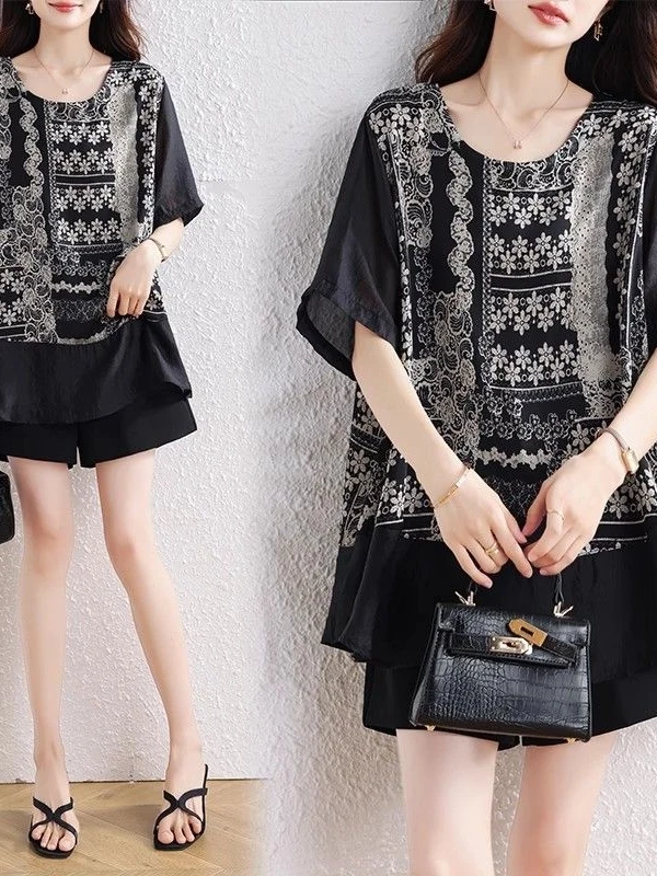Summer New plus Size Retro Print Splice Mesh round Neck Short Sleeve Women's Top Elegant Personality Lace Shirt Commute Style...
Summer New plus Size Retro Print Splice Mesh round Neck Short Sleeve Women's Top Elegant Personality Lace Shirt Commute Style...