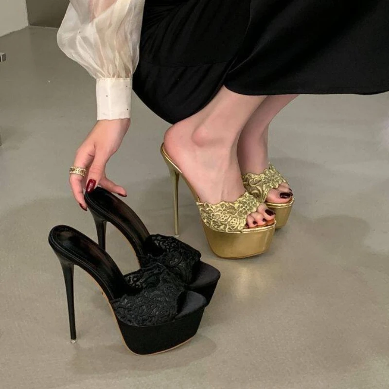 2026 Summer Women Lace Platform Stiletto Heel Slippers Elegant Ladies Party Nightclub Wedding Fashion Dress Slide Sandals
2026 Summer Women Lace Platform Stiletto Heel Slippers Elegant Ladies Party Nightclub Wedding Fashion Dress Slide Sandals