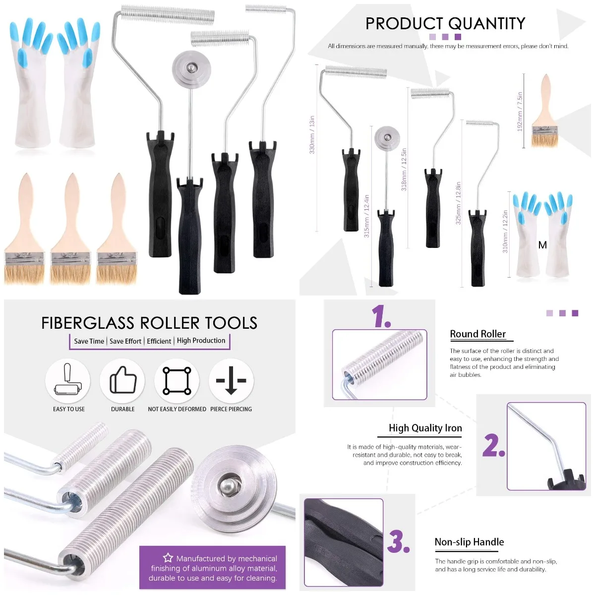 4Pcs Fiberglass Roller & Brush Kit with Gloves for Resin Mold Tub Shower
4Pcs Fiberglass Roller & Brush Kit with Gloves for Resin Mold Tub Shower