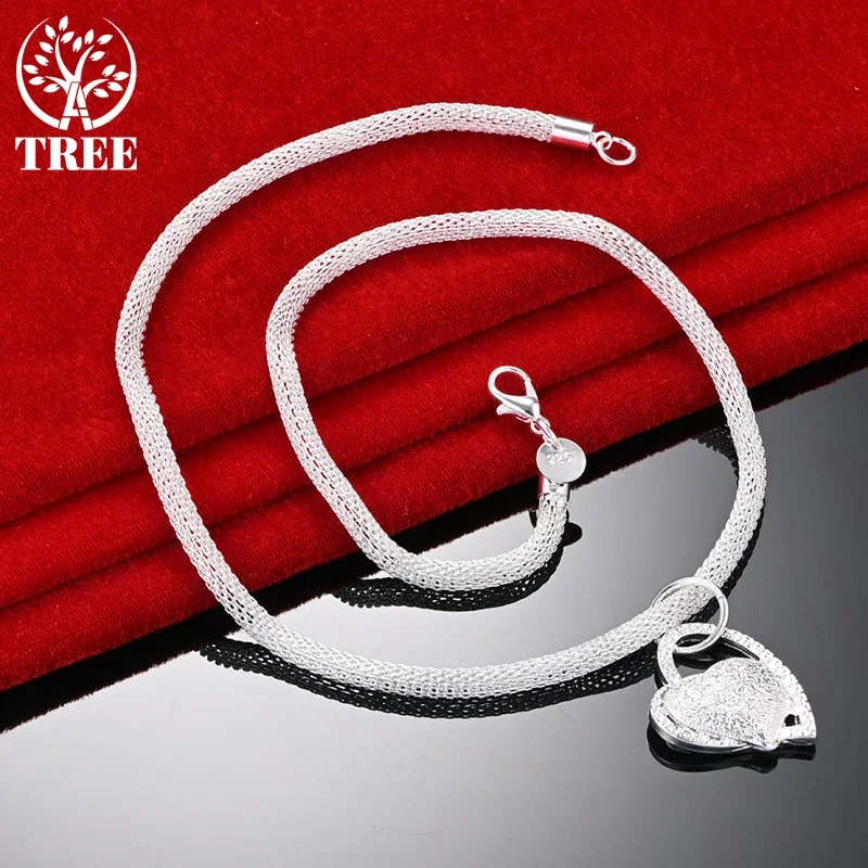 ALITREE 925 Sterling Silver Hollow Mesh Chain Heart Pendant Necklace For Woman Party Wedding Fashion Charm Jewelry Birthday Gift
ALITREE 925 Sterling Silver Hollow Mesh Chain Heart Pendant Necklace For Woman Party Wedding Fashion Charm Jewelry Birthday Gift