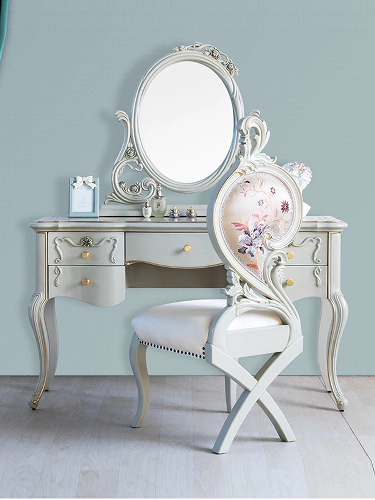 French light luxury solid wood with mirror makeup table European high-end luxury carved dressing table storage cabinet
French light luxury solid wood with mirror makeup table European high-end luxury carved dressing table storage cabinet