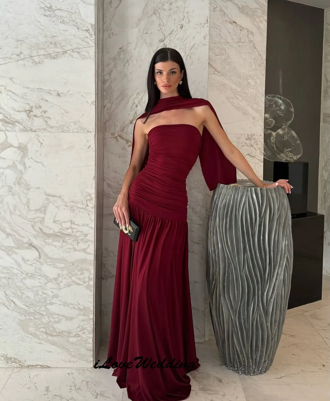 Burgundy Strapless Prom Dresses 2025 Pleated Wedding Party Dress Ribbons Formal Gowns For Women Long Evening Dresses Customized
Burgundy Strapless Prom Dresses 2025 Pleated Wedding Party Dress Ribbons Formal Gowns For Women Long Evening Dresses Customized
