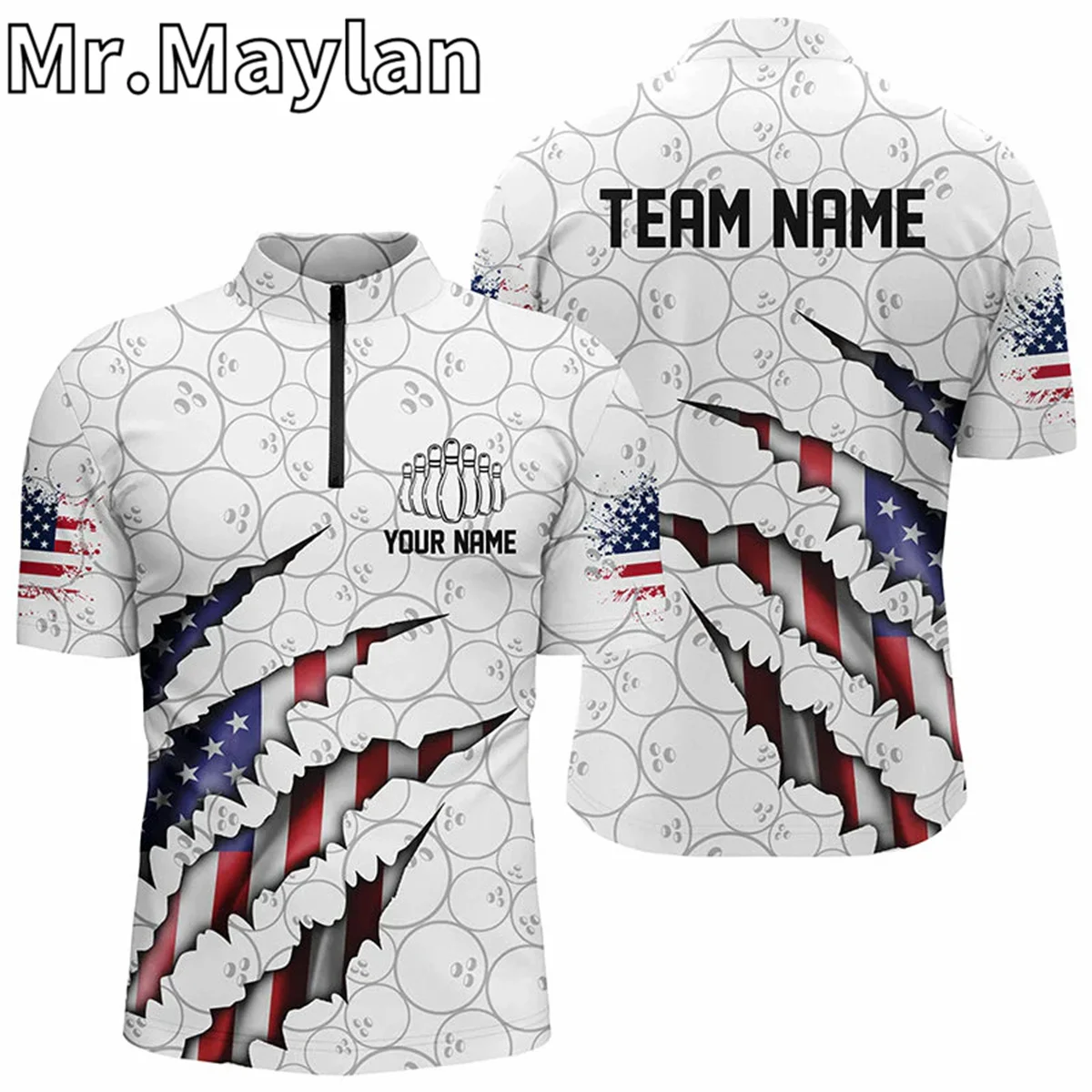 Men's 3D Personalized American Flag Bowling Team Zipper Polo Shirts For Men And Women Patriotic Bowling Gift for Bowling Lovers
Men's 3D Personalized American Flag Bowling Team Zipper Polo Shirts For Men And Women Patriotic Bowling Gift for Bowling Lovers