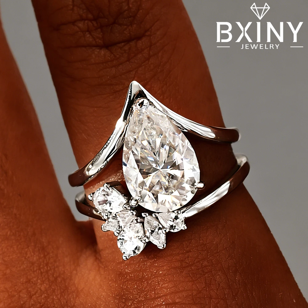 BXINY WaterDrop All Moissanite Ring Set S925 Silver Pear Cut Diamond Vintage Stacking Bands for Women Gift Fine Jewelry with GRA
BXINY WaterDrop All Moissanite Ring Set S925 Silver Pear Cut Diamond Vintage Stacking Bands for Women Gift Fine Jewelry with GRA