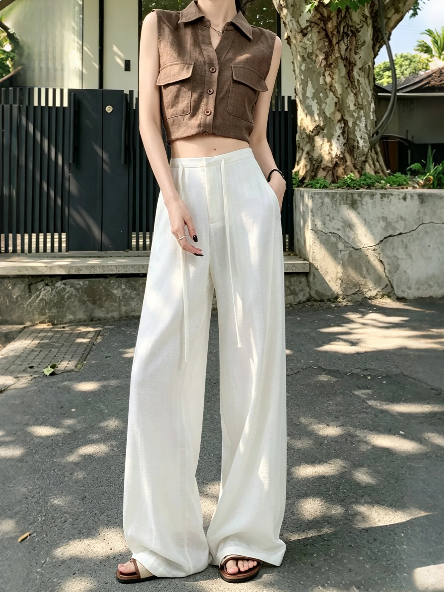 White Linen Trousers Women Summer Thin Lazy Loose Straight Drapey Silk Cotton Wide Leg Pants High Waist Casual Trousers
White Linen Trousers Women Summer Thin Lazy Loose Straight Drapey Silk Cotton Wide Leg Pants High Waist Casual Trousers