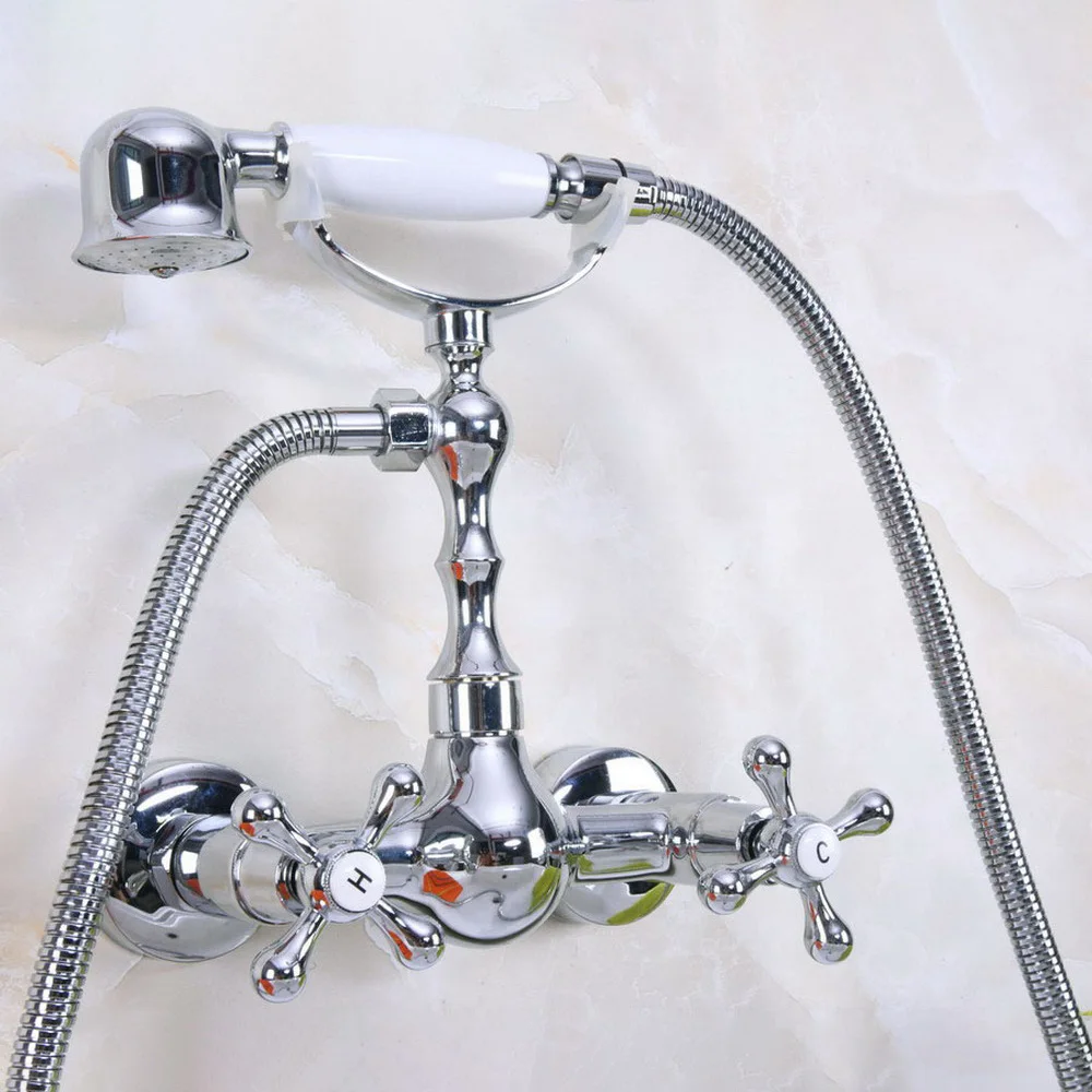 Polished Chrome Brass Wall Mounted Bathroom Shower Faucet Set with 1.5M Hose Handheld Spray Head Mixer Tap Dna191
Polished Chrome Brass Wall Mounted Bathroom Shower Faucet Set with 1.5M Hose Handheld Spray Head Mixer Tap Dna191