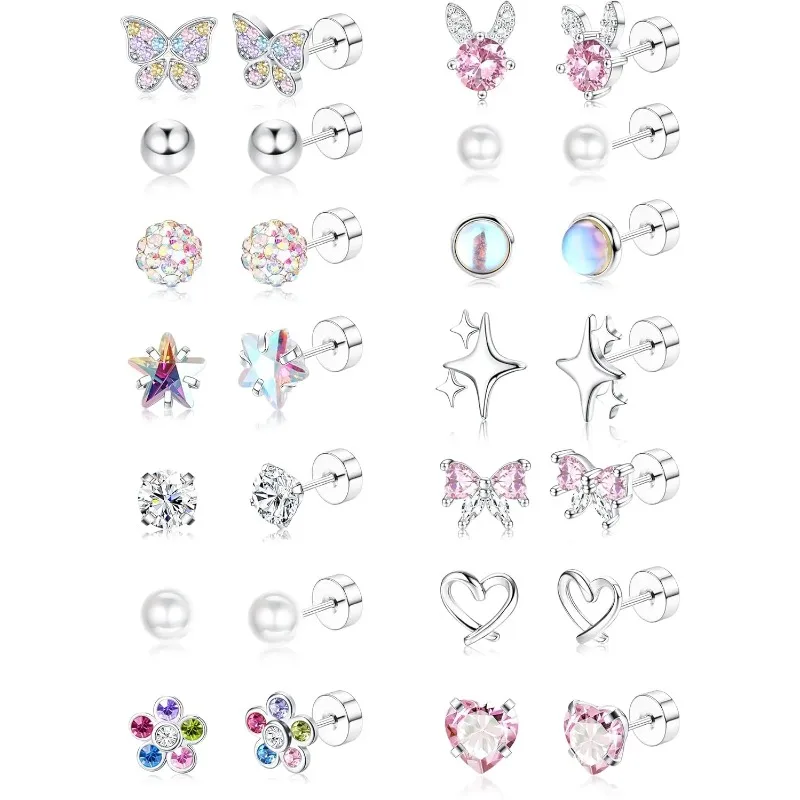 Bobisty 14 Pairs Hypoallergenic Stud Earrings for Women Flat Back Surgical Steel Earring for Sensitive Ears Piercing Jewelry
Bobisty 14 Pairs Hypoallergenic Stud Earrings for Women Flat Back Surgical Steel Earring for Sensitive Ears Piercing Jewelry