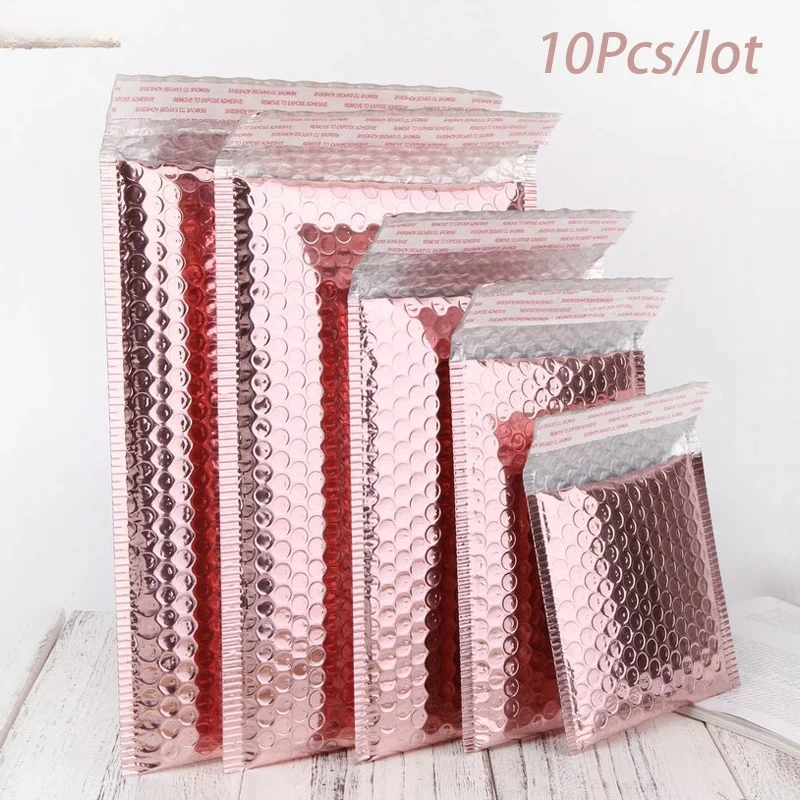 10Pcs/lot Rose Gold Metallic Bubble Mailers Foil Padded Bags Aluminized Postal Bags Gift Packaging Padded Shipping Envelopes
10Pcs/lot Rose Gold Metallic Bubble Mailers Foil Padded Bags Aluminized Postal Bags Gift Packaging Padded Shipping Envelopes