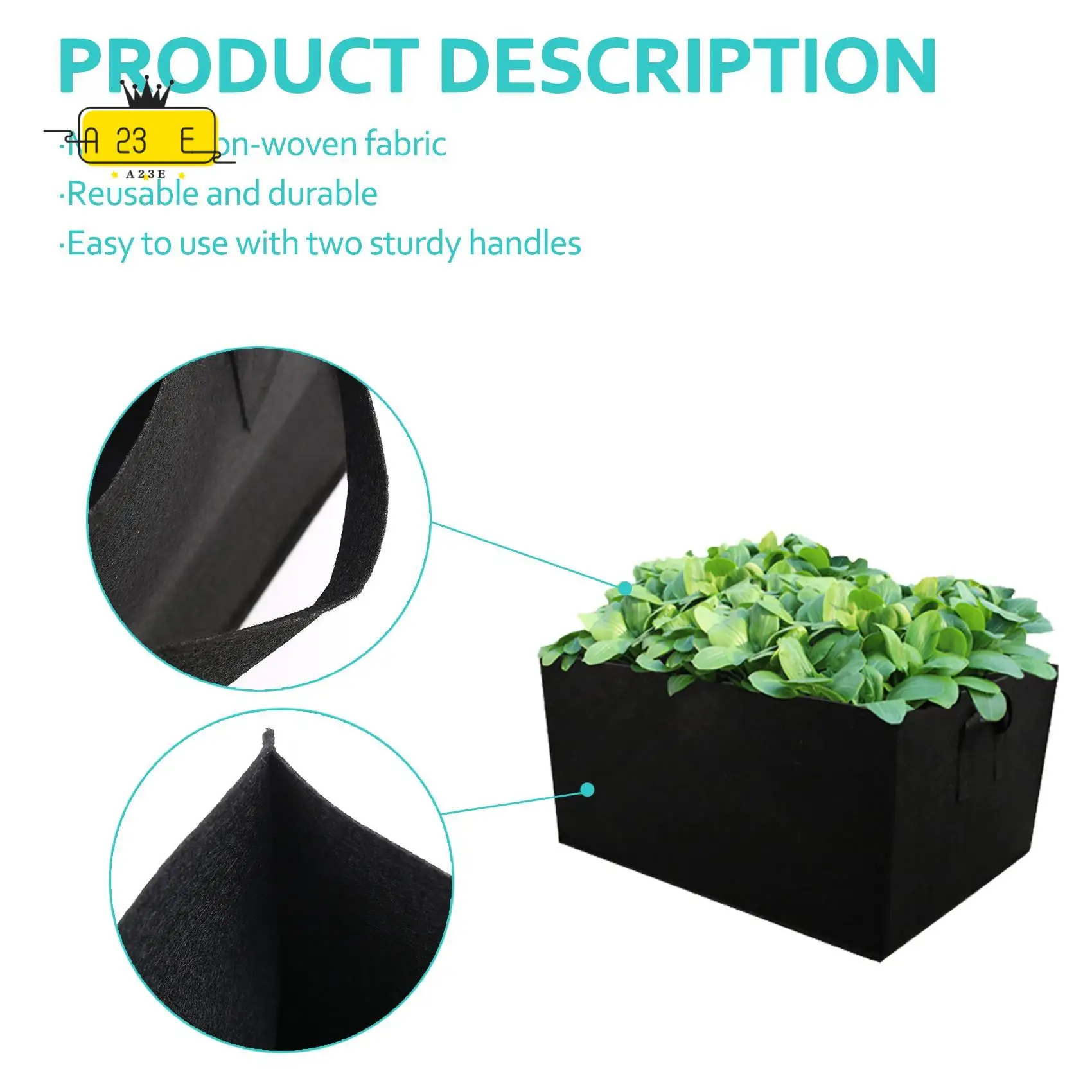A23E-5 Pack Fabric Raised Garden Bed,Square Garden Flower Grow Bag Vegetable Planting Bag Planter Pot With Handles For Plants,Fl
A23E-5 Pack Fabric Raised Garden Bed,Square Garden Flower Grow Bag Vegetable Planting Bag Planter Pot With Handles For Plants,Fl