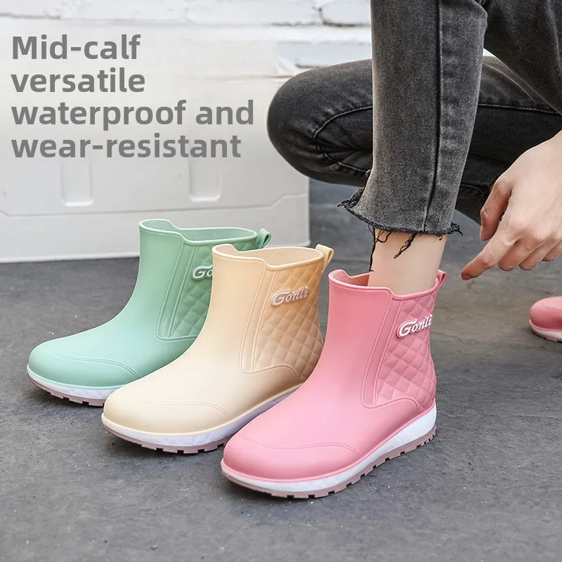 Fashionable Adult Anti-Slip Fleece Lined Warm Waterproof Mid-Calf Shoe Bottom Rain Boots Women's True Waterproof Rain Shoes
Fashionable Adult Anti-Slip Fleece Lined Warm Waterproof Mid-Calf Shoe Bottom Rain Boots Women's True Waterproof Rain Shoes