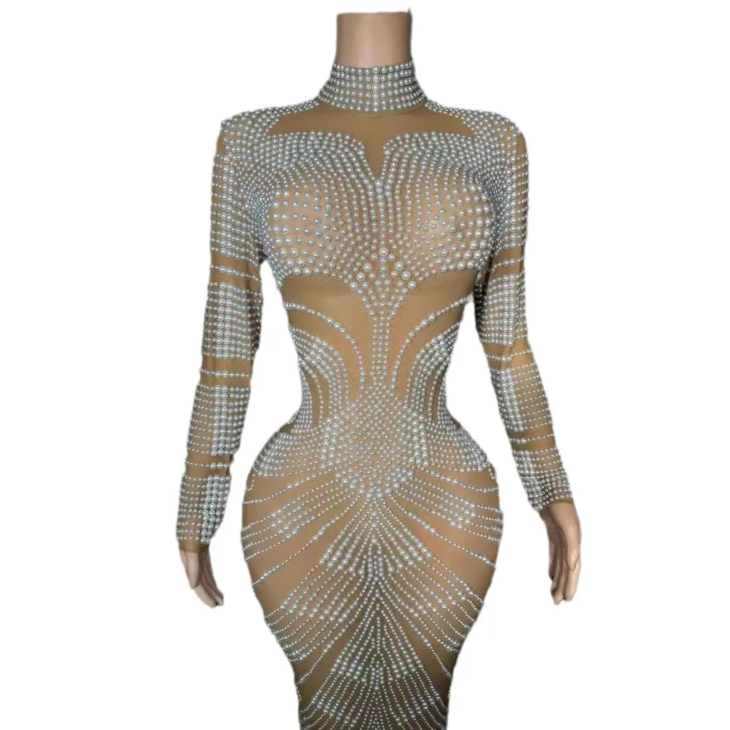Electronic Music Festival Nightclub Sexy Costumes Women's Clothing Luxury Long Sleeve Pearl Dress Stage Party Bar
Electronic Music Festival Nightclub Sexy Costumes Women's Clothing Luxury Long Sleeve Pearl Dress Stage Party Bar