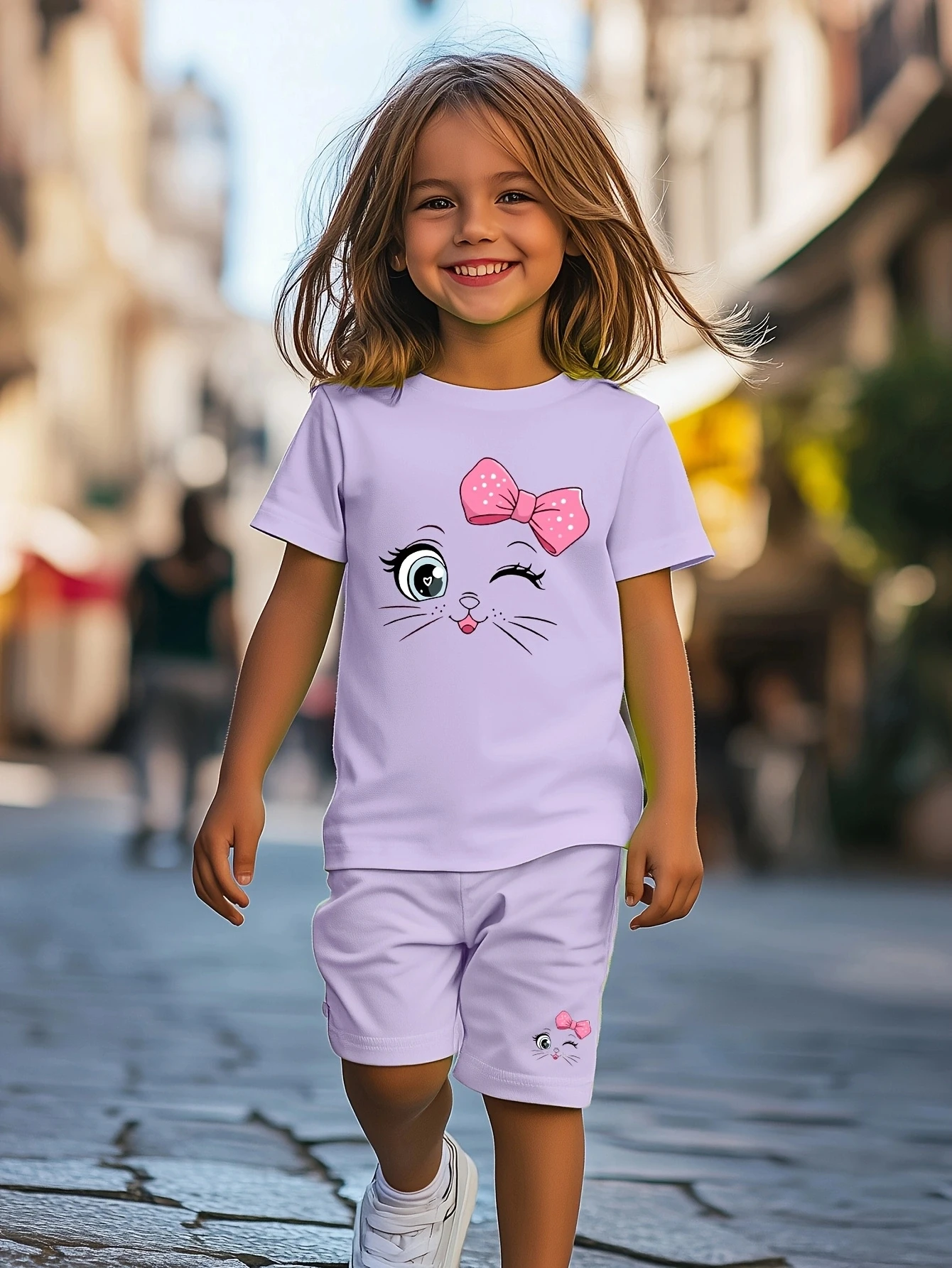 Girls' two-piece summer outfit for 4-7 years old, patterned printed T-shirt shorts set, breathable fabric, soft and comfortable
Girls' two-piece summer outfit for 4-7 years old, patterned printed T-shirt shorts set, breathable fabric, soft and comfortable