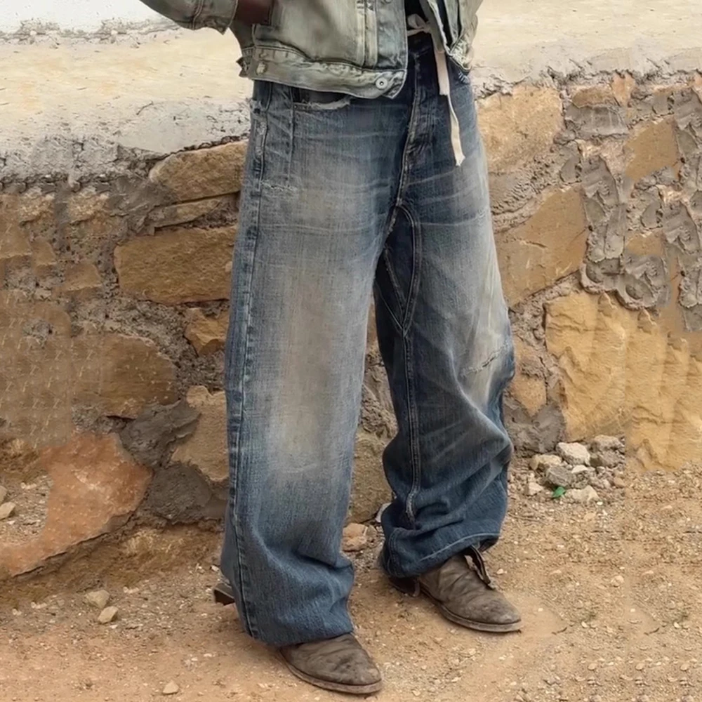Винтажные синие мешковатые джинсы с вырезами и вырезами для мужчин, уличная одежда, свободные джинсовые брюки с рваными джинсовыми брюками
Винтажные синие мешковатые джинсы с вырезами и вырезами для мужчин, уличная одежда, свободные джинсовые брюки с рваными джинсовыми брюками