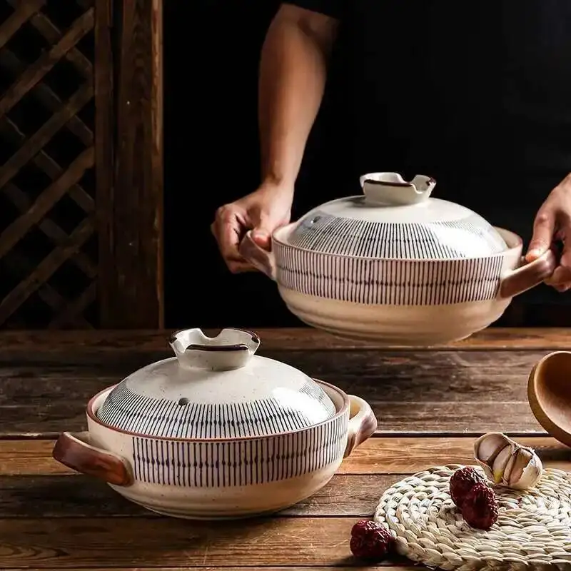 Japanese Retro Cookware Casserole Stew Pan With Cover Ceramic Soup Cooking Boiler Thick Bottom Pots
Japanese Retro Cookware Casserole Stew Pan With Cover Ceramic Soup Cooking Boiler Thick Bottom Pots