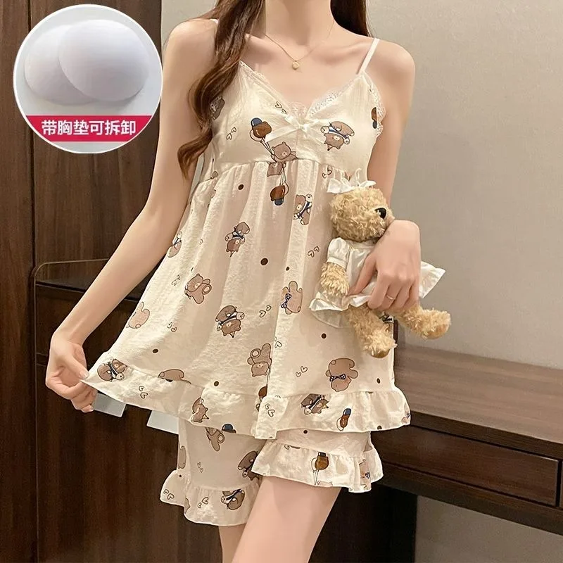 Cloud Cotton Bubble Sleeveless Women's Nightgown with Chest Pad Home Leisure Dress Thin Summer Material Chinese Origin
Cloud Cotton Bubble Sleeveless Women's Nightgown with Chest Pad Home Leisure Dress Thin Summer Material Chinese Origin