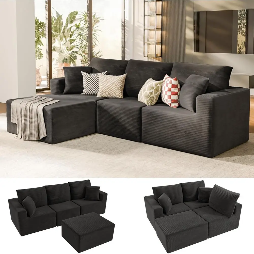 4 Seat Cloud Sectional Couch with Deep Seat, Comy Memory Foam, Upholstered for Living Room, No Assembly (Black, 102 L-Shaped)
4 Seat Cloud Sectional Couch with Deep Seat, Comy Memory Foam, Upholstered for Living Room, No Assembly (Black, 102 L-Shaped)