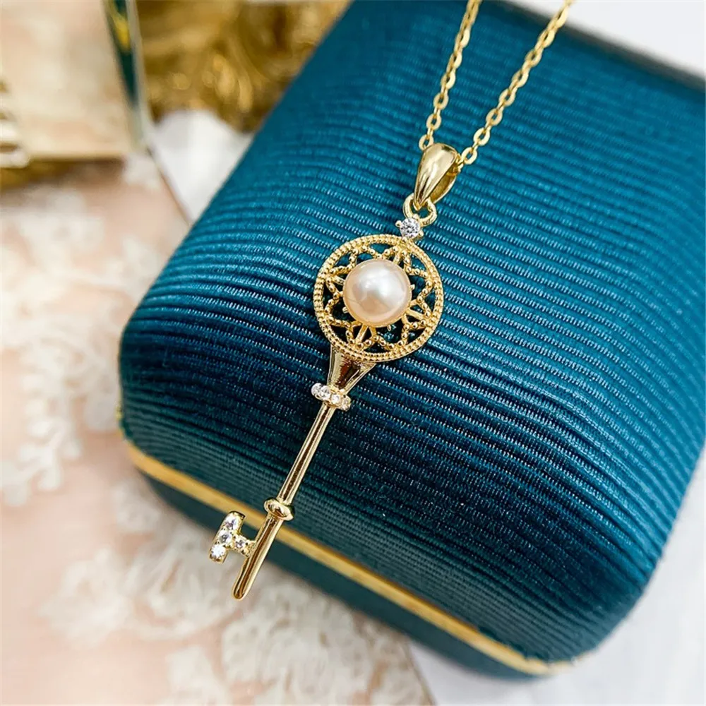 DIY Pearl Accessories S925 Sterling Silver Pendant with Empty Key Style Necklace Pendant Silver Women's 4-6mm Round Flat Beads
DIY Pearl Accessories S925 Sterling Silver Pendant with Empty Key Style Necklace Pendant Silver Women's 4-6mm Round Flat Beads