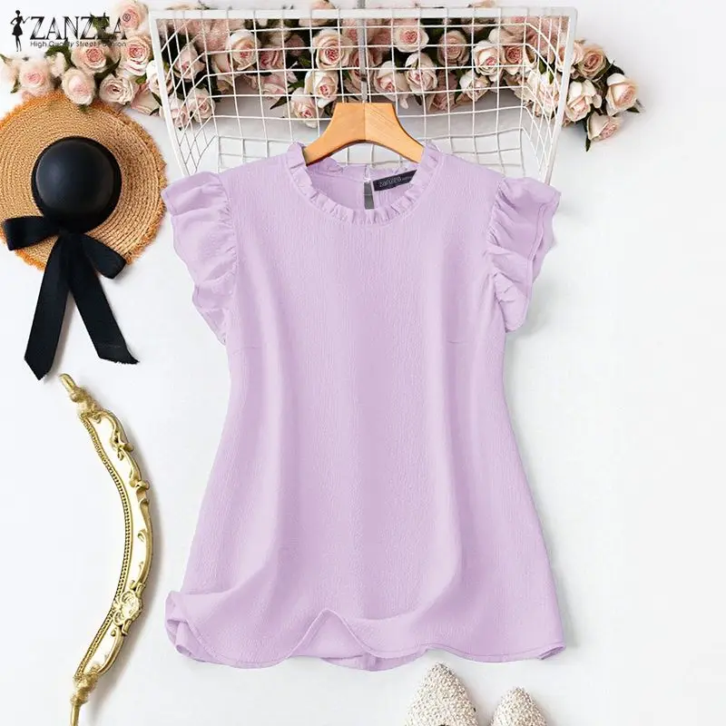 ZANZEA Women's Elegant Ruffles Trim Sleeveless Blouses Casual O-Neck Solid Color Textured Fabric Tops Summer 2026 Woman Clothes
ZANZEA Women's Elegant Ruffles Trim Sleeveless Blouses Casual O-Neck Solid Color Textured Fabric Tops Summer 2026 Woman Clothes