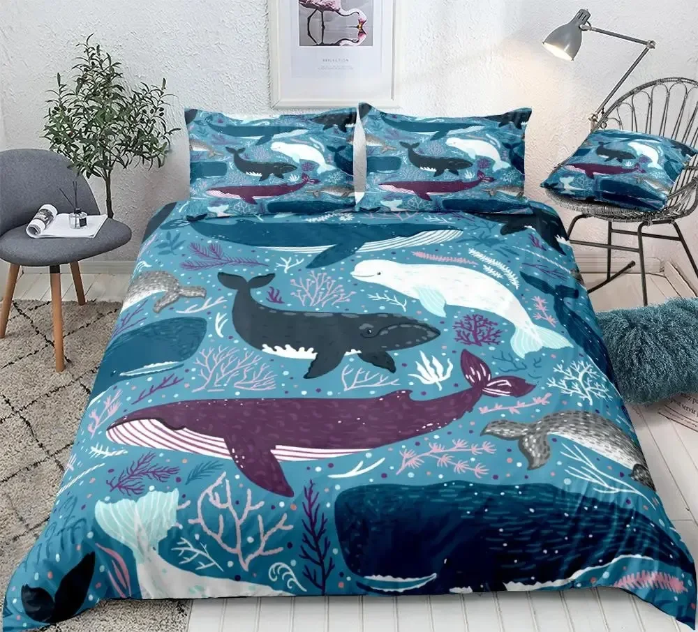 Ocean Duvet Cover Set Blue Whale Bedding Set Sea Animal Bed Linen Striped Beds Set Kids Teens Home Textile Microfiber Bedclothes
Ocean Duvet Cover Set Blue Whale Bedding Set Sea Animal Bed Linen Striped Beds Set Kids Teens Home Textile Microfiber Bedclothes