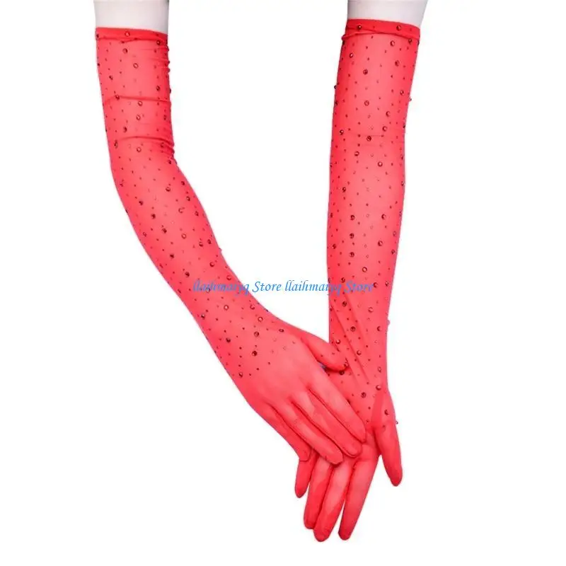 573B Elegant Long Gloves with Rhinestones Drilling for Women Formal Evening Party
573B Elegant Long Gloves with Rhinestones Drilling for Women Formal Evening Party