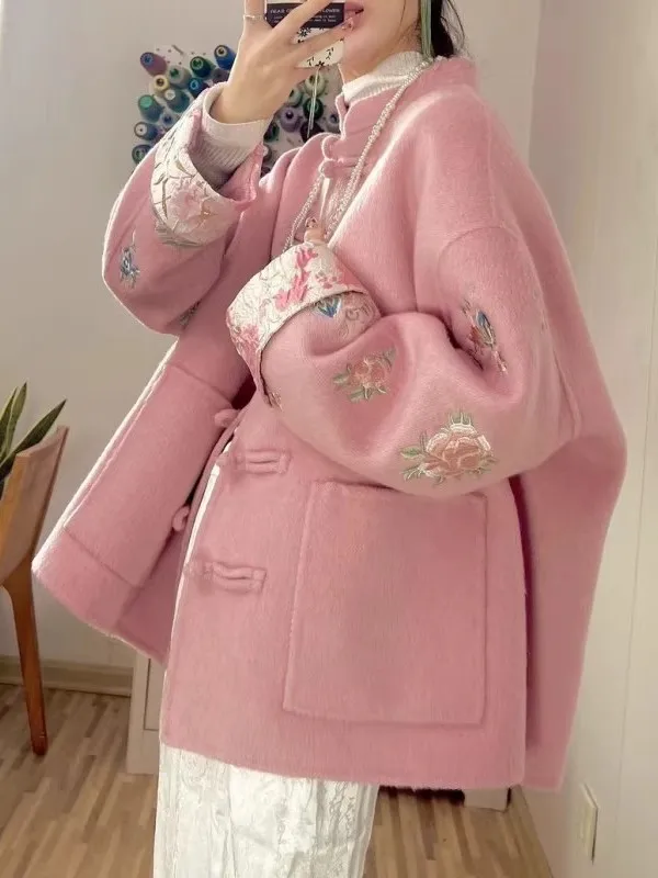 plus Size 300 Pou New Chinese Sle Embroidered Woolen Jaet Men's Faion Autumn Winter Coat Button down Collar Warmth
plus Size 300 Pou New Chinese Sle Embroidered Woolen Jaet Men's Faion Autumn Winter Coat Button down Collar Warmth