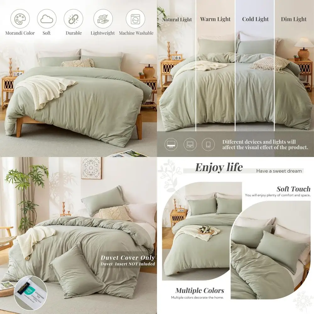 Mist Sage 100% Washed Microfiber Duvet Cover Set - 3-Piece with Zipper & Ties (No Comforter)
Mist Sage 100% Washed Microfiber Duvet Cover Set - 3-Piece with Zipper & Ties (No Comforter)