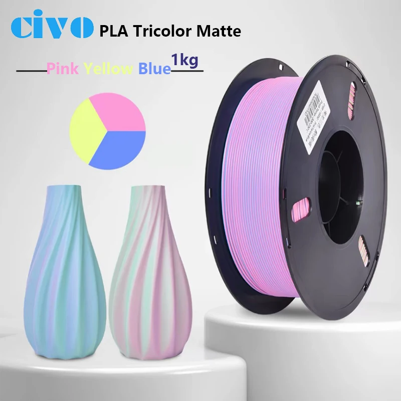 Civo Tricolor Matte PLA 3D Printer Filament, 1.75mm Multicolor 3D Printing Filament,3 styles and colors Filament, 1kg
Civo Tricolor Matte PLA 3D Printer Filament, 1.75mm Multicolor 3D Printing Filament,3 styles and colors Filament, 1kg