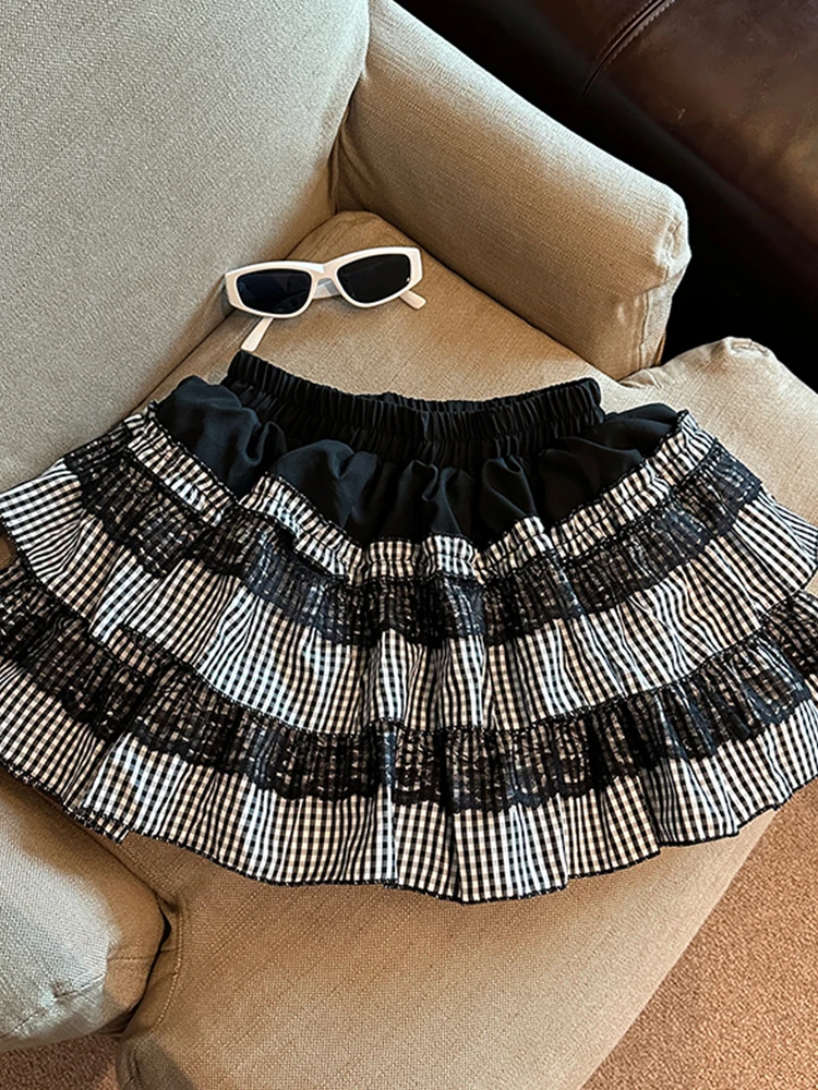 2025 Women's New Lolita Lace Splicing Grid Stacked Puff Skirt Summer Y2K High Street Girls' Mini Skirt Half Body Skirt
2025 Women's New Lolita Lace Splicing Grid Stacked Puff Skirt Summer Y2K High Street Girls' Mini Skirt Half Body Skirt