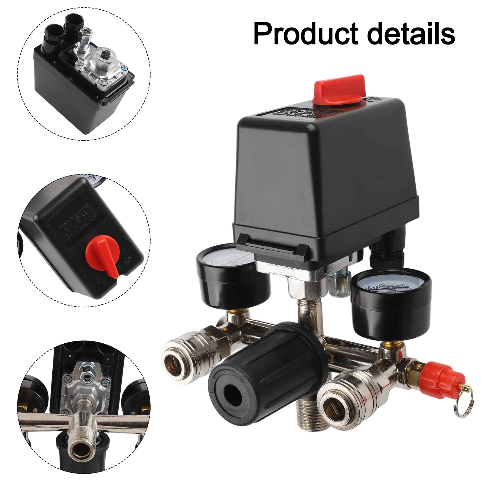 Air Pressure Control 200x110x140mm Air Compressor Switch Auto Control System Auto Load Unload Maximum Flow Rate 
Air Pressure Control 200x110x140mm Air Compressor Switch Auto Control System Auto Load Unload Maximum Flow Rate